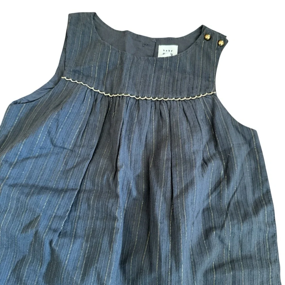 Baby Gap Charcoal Gray Gold Jumpsuit Sleeveless Baby Girls Size 18-24M NWT - Picture 2 of 6